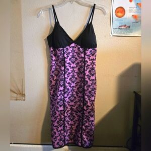 Too Fast clothing- women's large purple damask cami dress